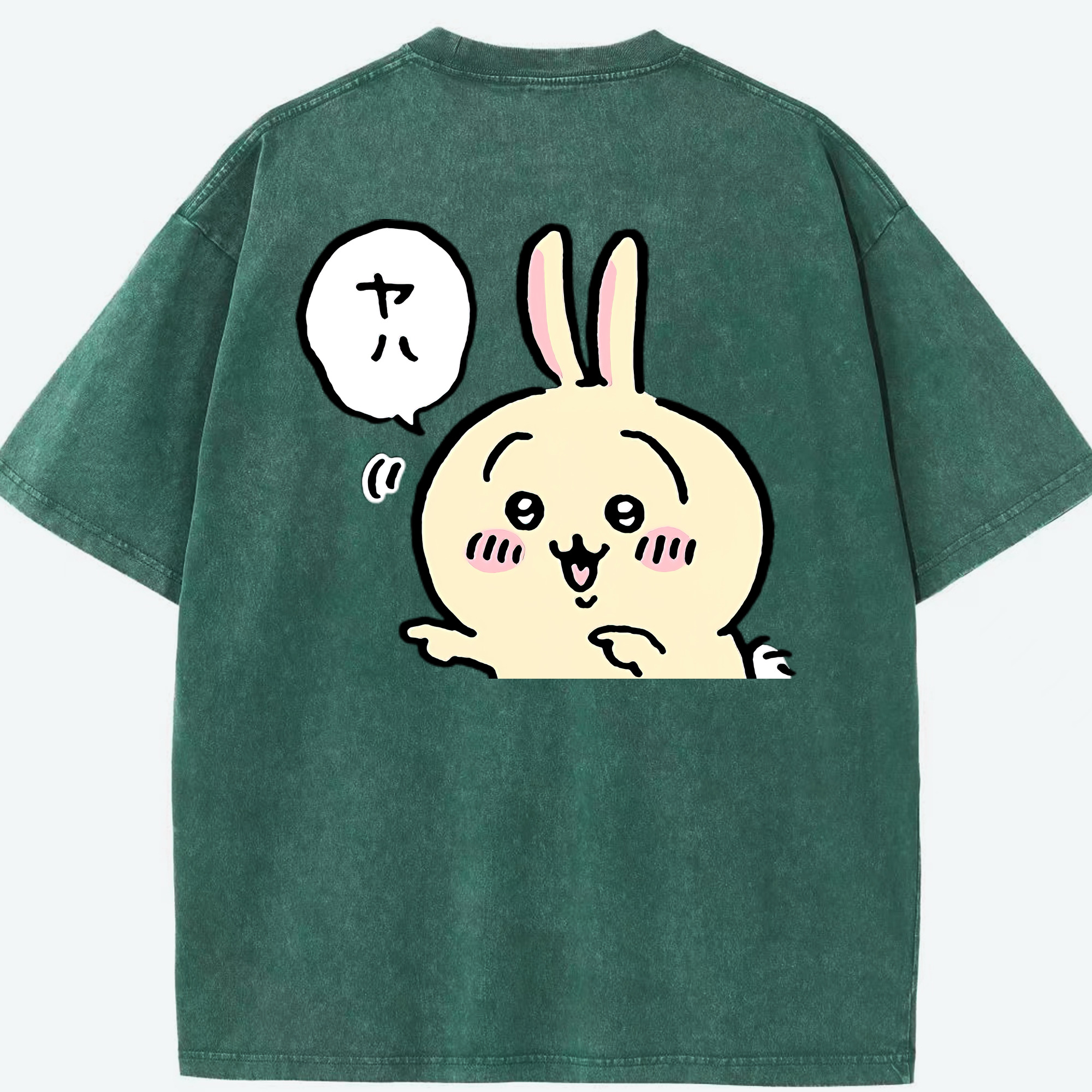 （画像用） ちいかわ うさぎ Chii-kawa usagi 綿100% ヴィンテージ風 半袖Tシャツ（背面プリント）